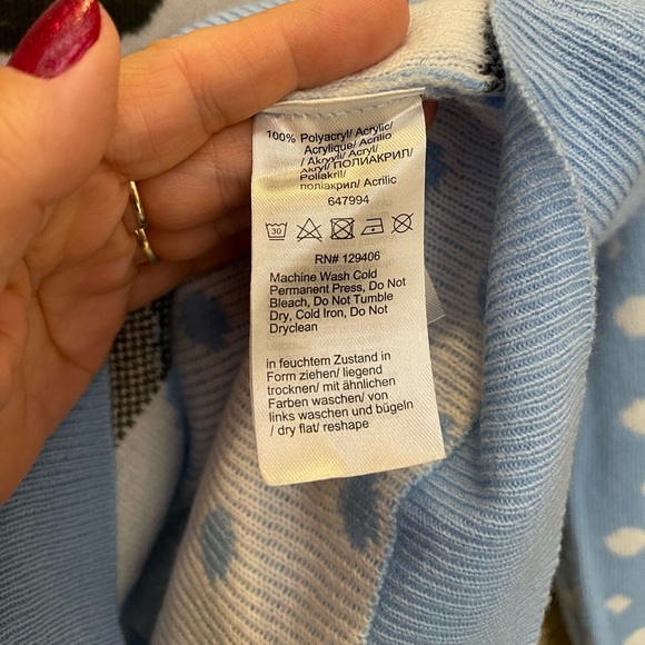 Bonprix Collection BPC Germany Womens Small Polar Bear Tight Knit Polka Dot Blue - Picture 5 of 6